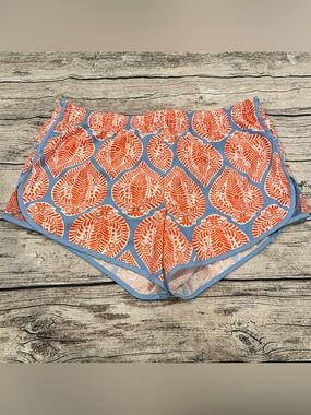 Gretchen Scott Designs Blue & Orange Printed Athletic Shorts Matching Liner XL
